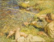 John Singer Sargent A Man Fishing oil painting artist